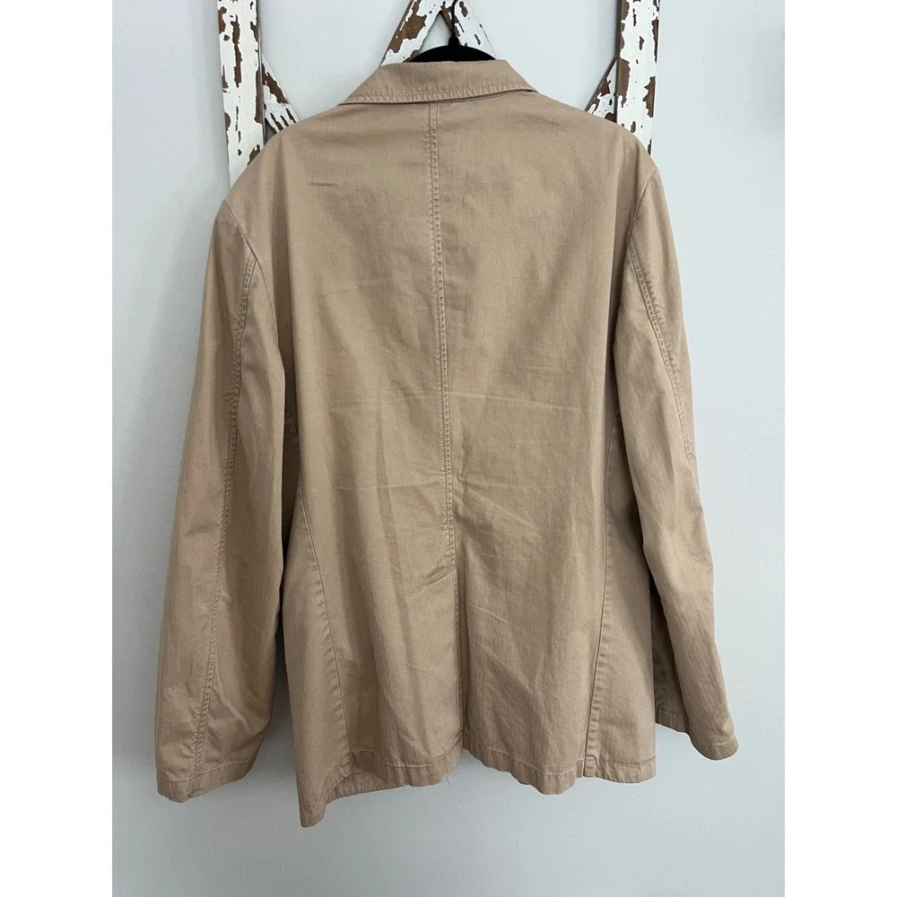 Club Monaco Mens Blazer Sport Coat Two‎ Button Casual Jacket Khaki Size L Cotton